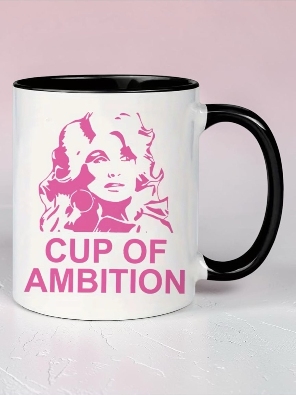 🆕 11oz - "Cup of Ambition" Motivational Quote - Pink Silhouette Design - 9 to 5
